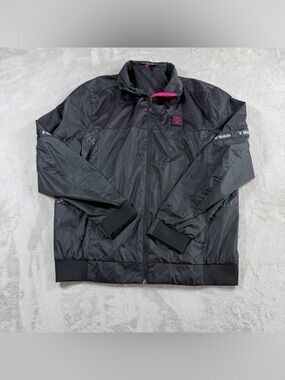 T-Mobile Men's Black Windbreaker Jacket with Pink Logo